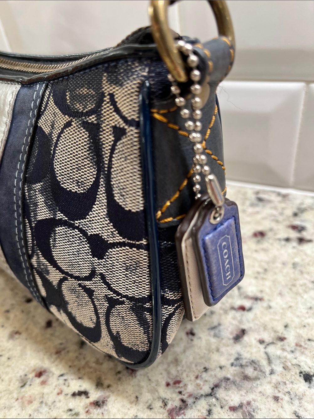 Coach Vintage Denim Signature Demi Bag with Tie Dye Accents EUC - Picture 6 of 13